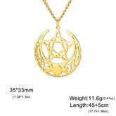 Triple Moon Goddess Necklace Cresent Moon Pentagram Pentacle